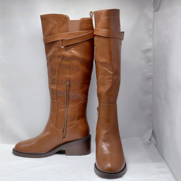 ShoeDazzle Womens Riding Boots Size 8 Brown Knee High Western Coastal Cowgirl - Picture 2 of 8